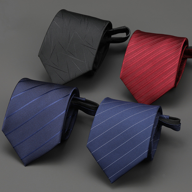 Black Business Zipper Style Tie Male Blue Formal Wear Necktie Groom