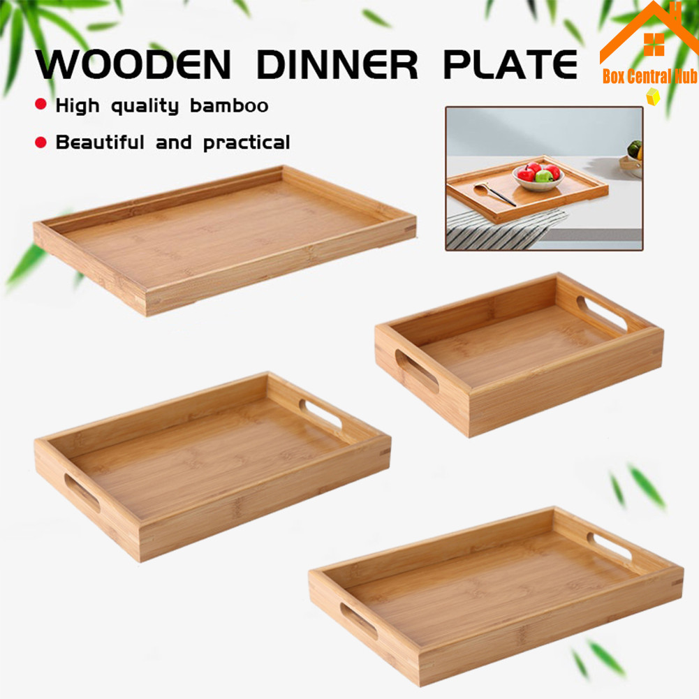 Wooden Bamboo Serving Tray Tea Breakfast Saucer Fruit Pallet Wood Plate ...