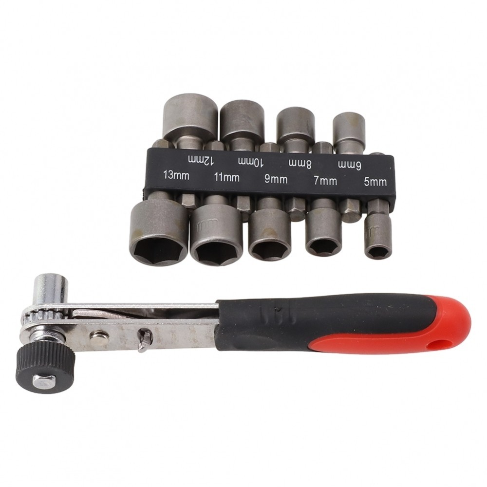 10pcs Ratchet Wrench Set 6 35mm Power Nut Driver Spanner 5/6/7/8/9/10