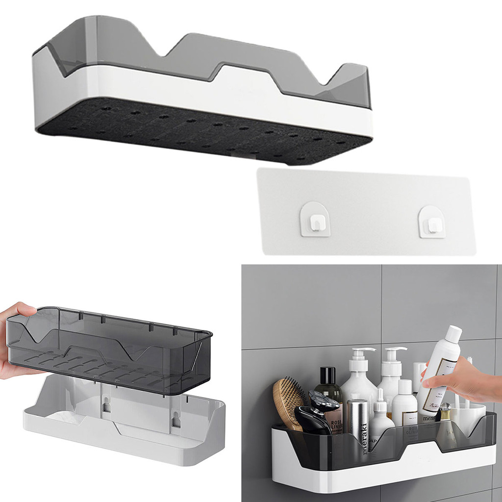 Bathroom Shelf Organizer Shower Storage Rack Wall Mount Plastics Toilet ...