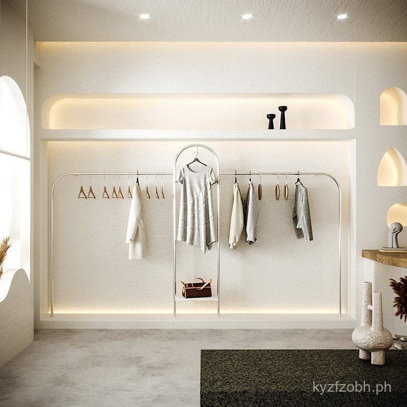 Clothing Store Display Rack Stainless Steel Brushed Wall Mount Rack Men ...