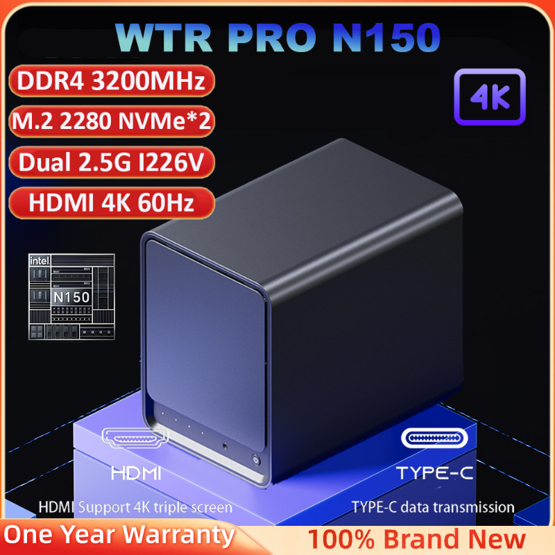 WTR PRO Intel N150 DDR4 3200Mhz Mini PC M.2 2280 NVMe*2 Dual 2.5G I226V ...
