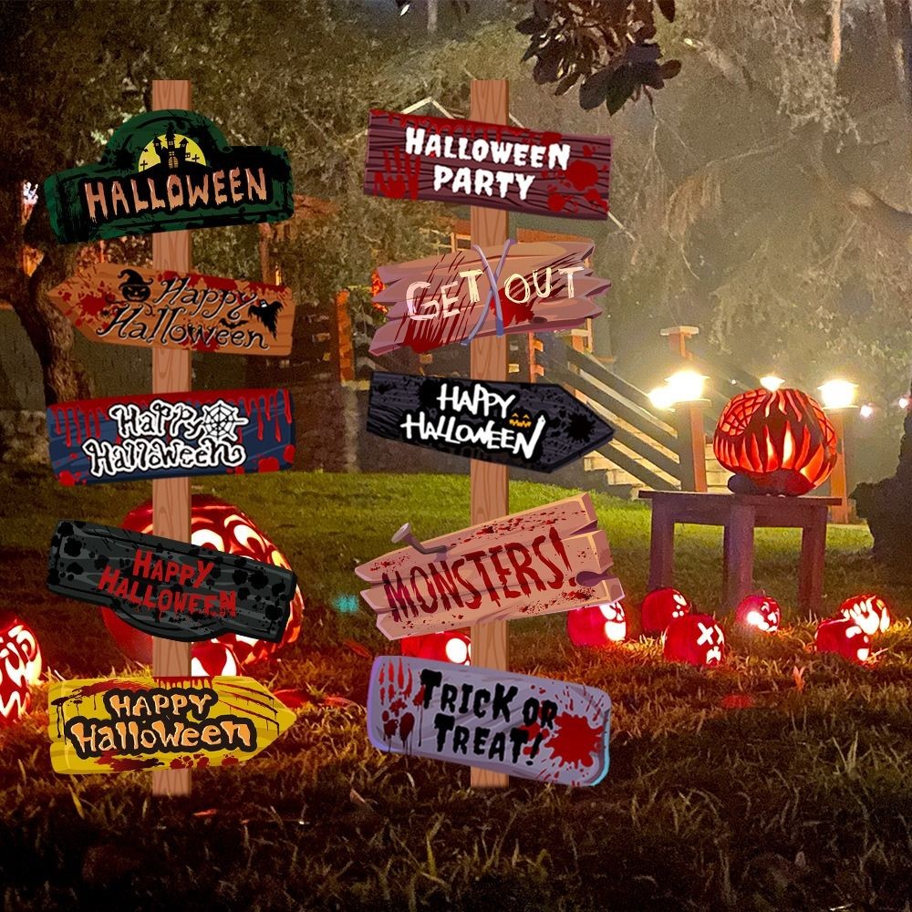 SERENDIPIE 10 PCS Terror Road Signs, Paper Assorted Styles Beware Yard ...