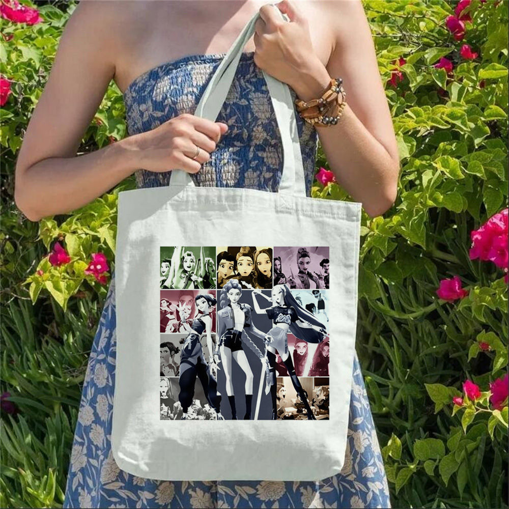 Curated visual reference: Picture Idea: Movie Kpop Demon Hunters Canvas Tote Bags College Unique Pattern