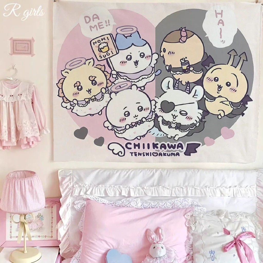 Chiikawa Tapestry Cartoon Cute Background Cloth Student Dormitory ...
