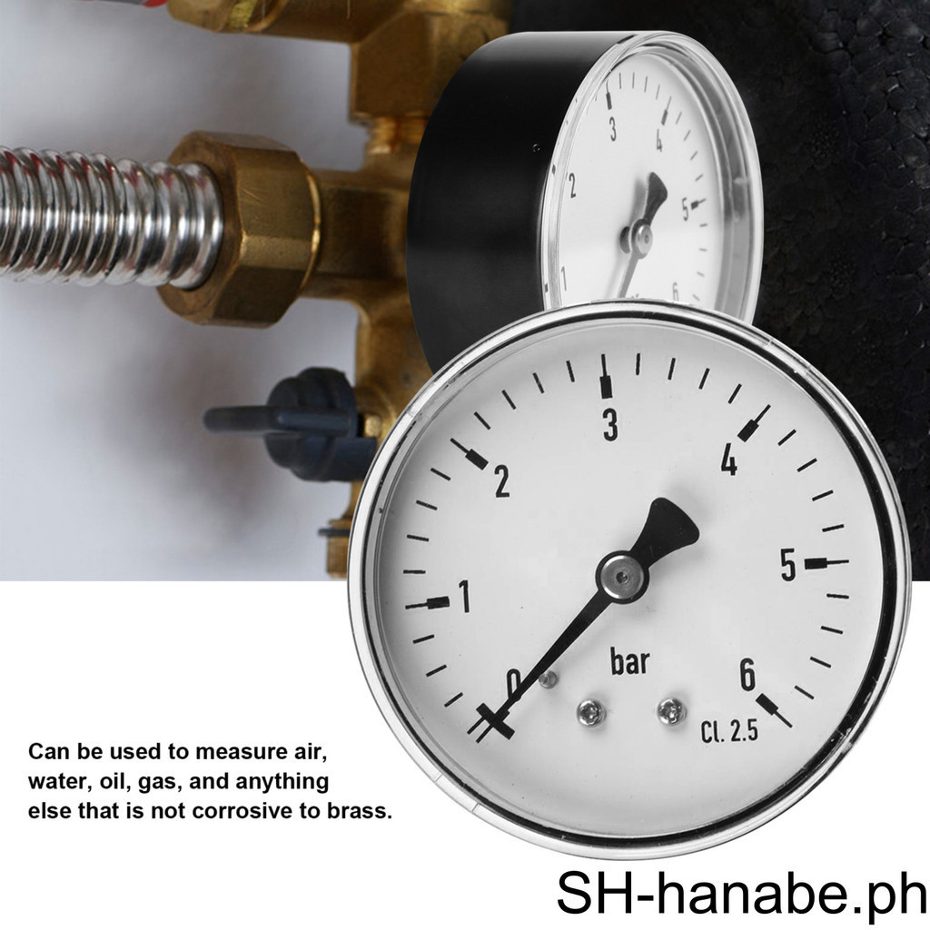 1/4 Male NPT Thread Mount 0-6bar Pressure Manometer Gauge Dial Plate ...