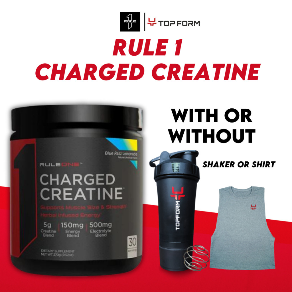 RULE 1 Charged Creatine 240g, With Shaker, Shirt or Short | Shopee ...