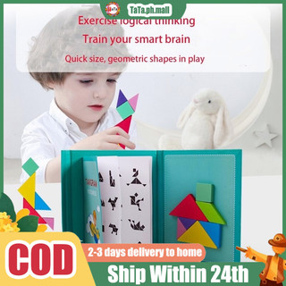 Travel Magnetic Jigsaw Puzzle Tangram Montessori IQ Teaser Wooden ...