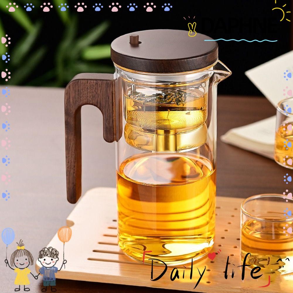DAPHNE Glass Teapot, Heat-resistant with Wooden Handle Separation ...
