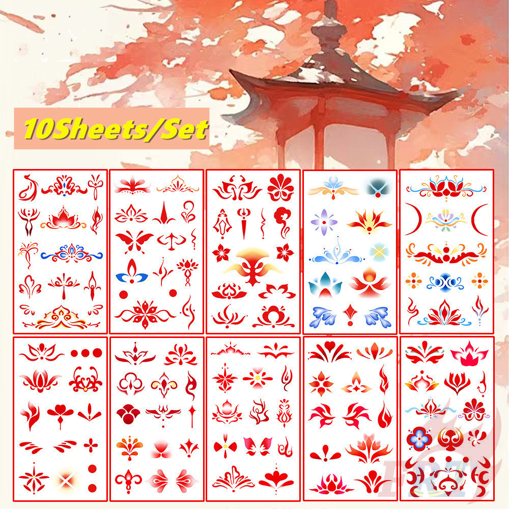 10Sheets/Set Chinese Style . Forehead Series 01 Temporary Tattoo ...