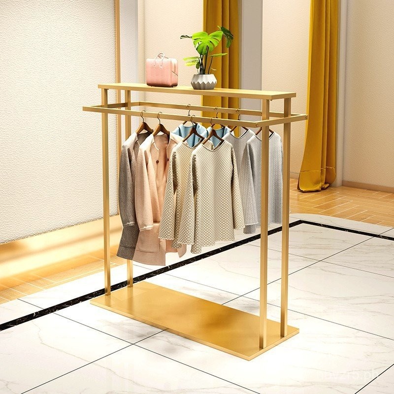 Clothing Store Island Display Rack Floor Standing Gold Color Front and ...