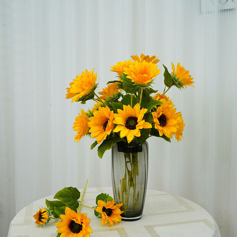 SKK Artificial Sunflower Bouquet Silk Sunflower Fake Flower DIY Wedding ...