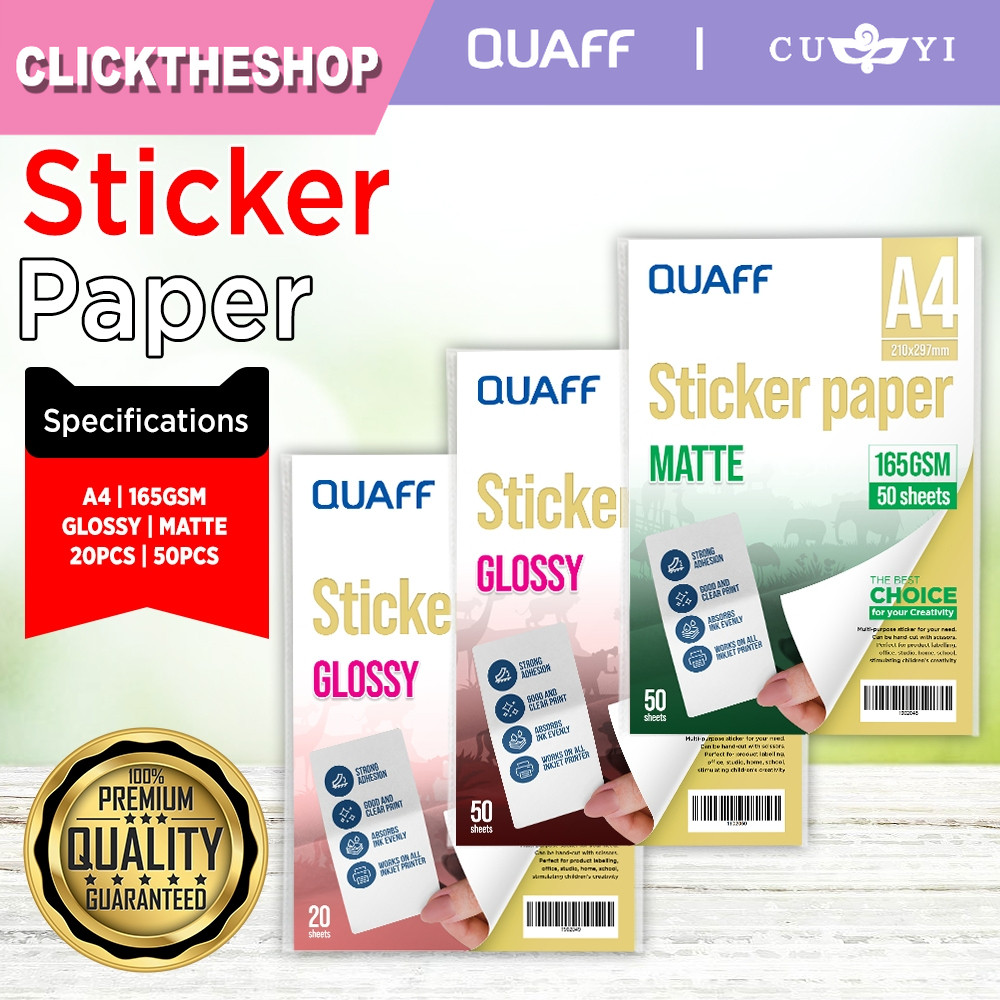 Quaff Matte Sticker Paper 165gsm | Kraft Sticker Paper A4 Size for ...