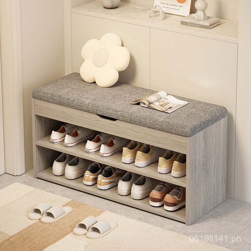 Home Shoe Rack Long Strip Sitting Stool Integrated New Shoe Changing ...