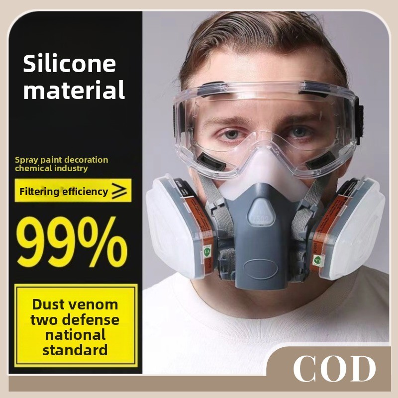 Fast Shipping Half Face Respirator Mask with Safety Goggles Chemical ...