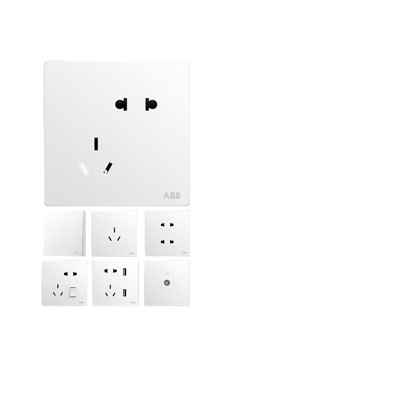 ABB Switch Socket Xuan to Athens White Five hole Panel Frameless ...