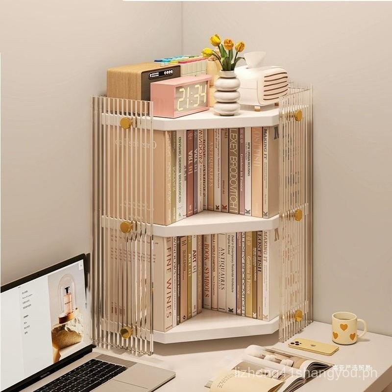 Desktop Book Storage Rack Corner Acrylic Shelf Bookshelf Small Cabinet ...