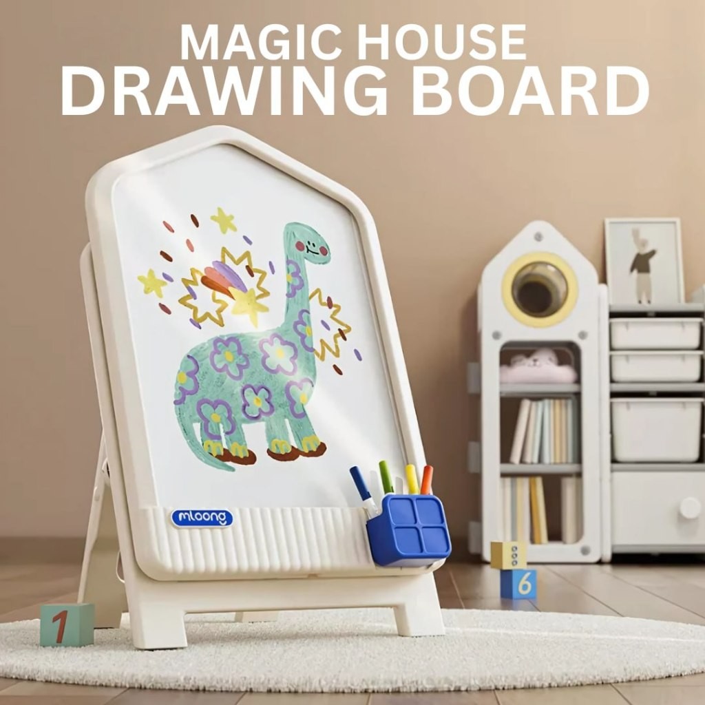BYJ Magic House Drawing Board Magnetic Adjustable Easel Board ...