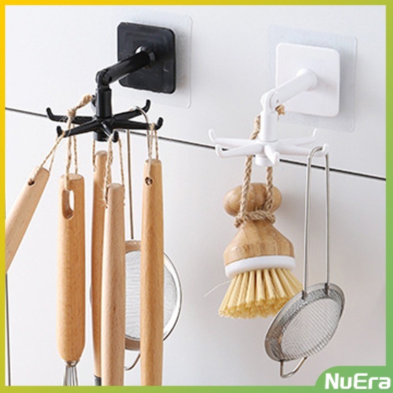 NuEra 360 Degrees Rotated Kitchen Hooks Self Adhesive 6 Hooks Wall Door ...