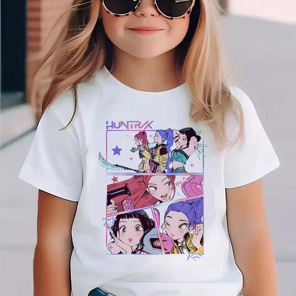 T-shirt K-Pop Demon Hunters - Manches Courtes Pour Filles Et Garçons - Coupe Décontractée Et Confortable - Multiples Motifs Et Couleurs