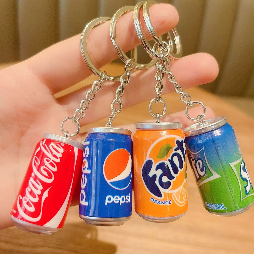 Creative Simulation Drink Bottle Keychains Fashion Cans Shape Keyrings ...