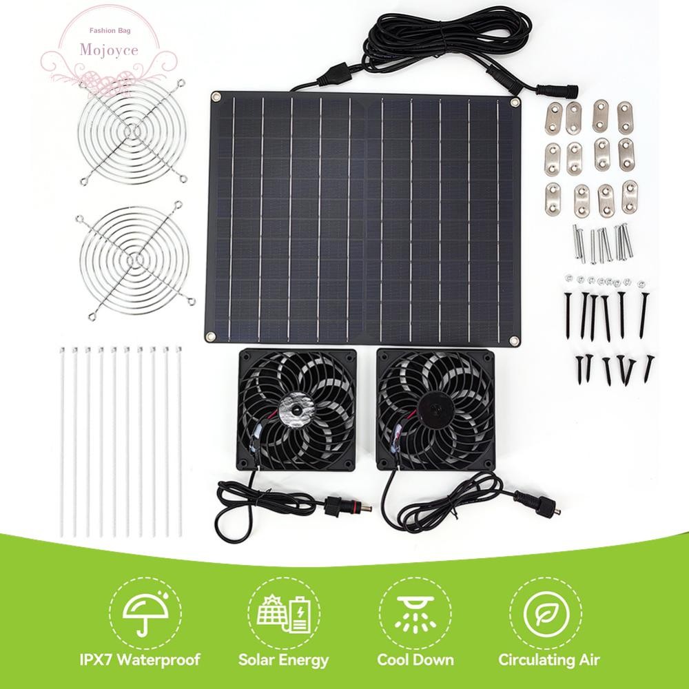 15W 12V Solar Powered Fan Kit Regulate Temperature for Chicken Coop