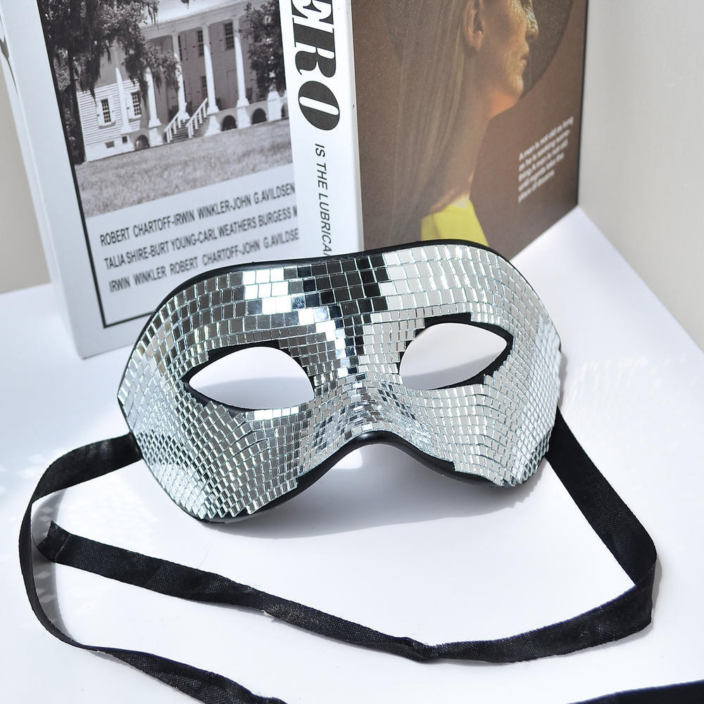 Glitter Mask Prom Mask Women Men Silver Mirror Eye Mask Halloween ...