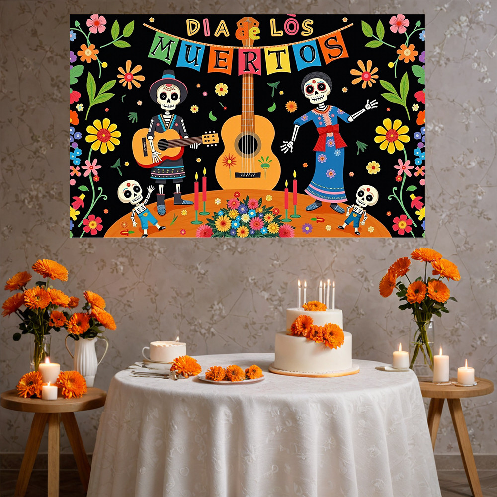 Day Of The Dead Decoration Backdrop Mexican Dia DE Los Muertos Hanging ...