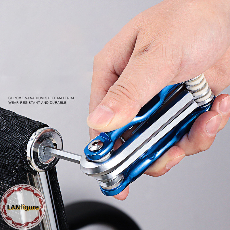 LANfigure Folding Portable Hexagonal Wrench Set Metal Metric Chave
