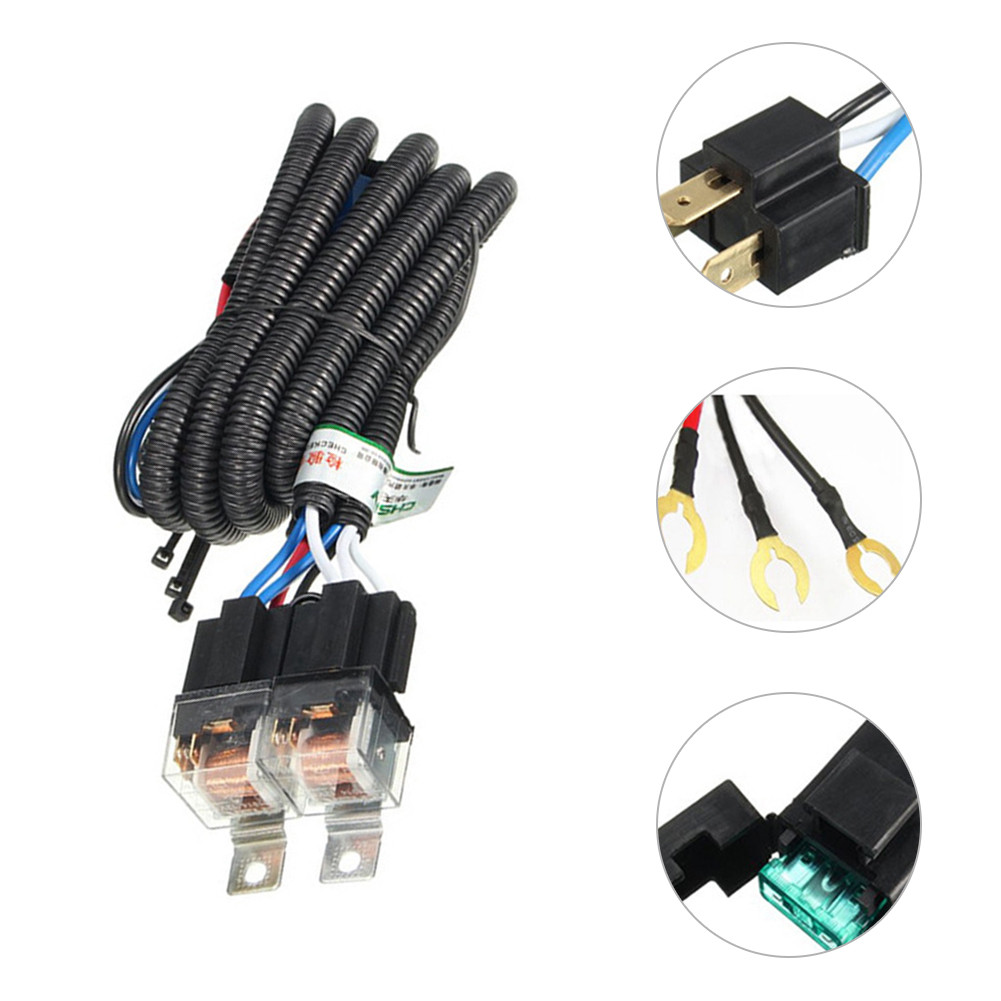 [bigbag.ph] H4 Car LED Headlight Relay Wiring Harness Kit Headlamp