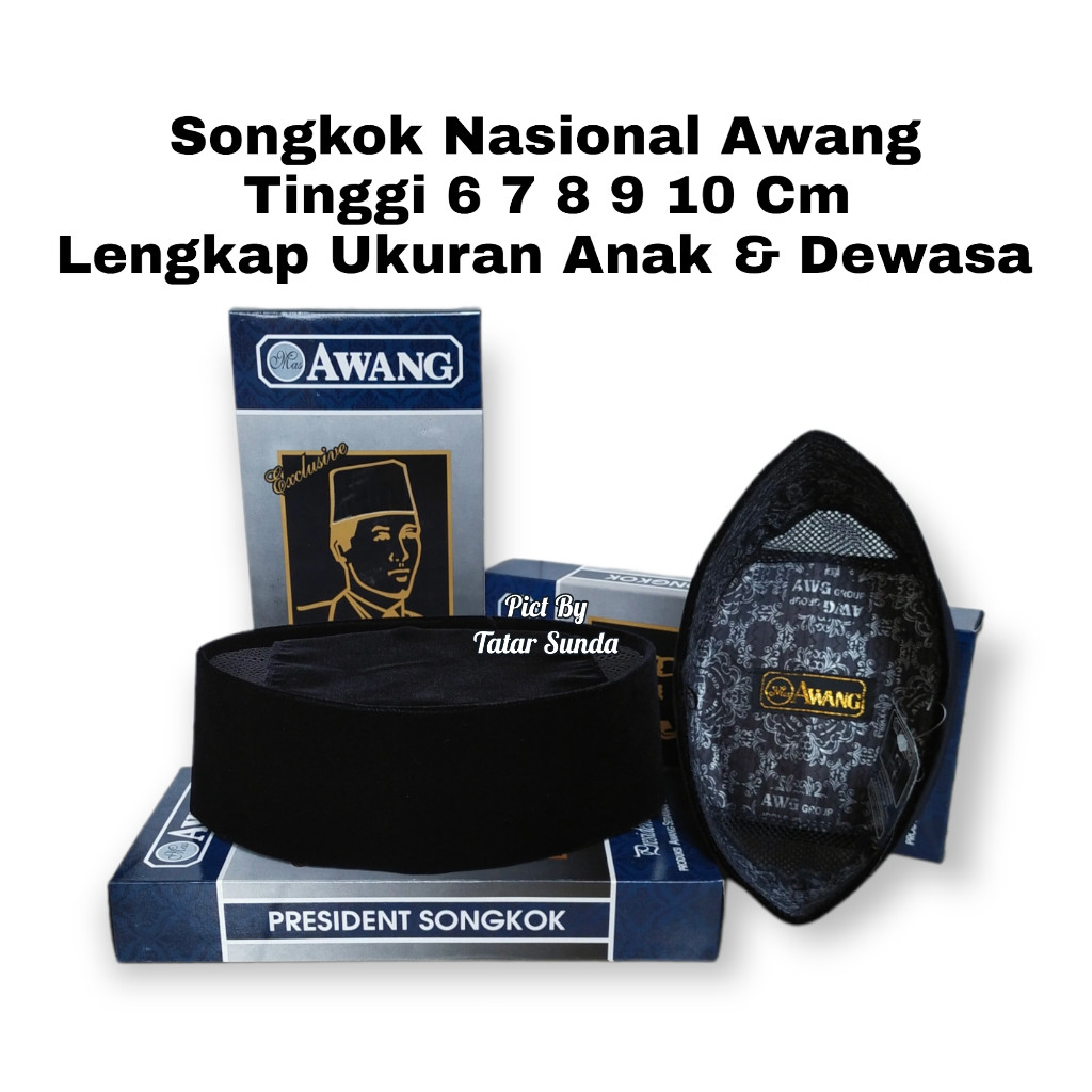 HITAM H Songkok National Peci Black Plain Ac Awang Height 7 8 9 10 Cm