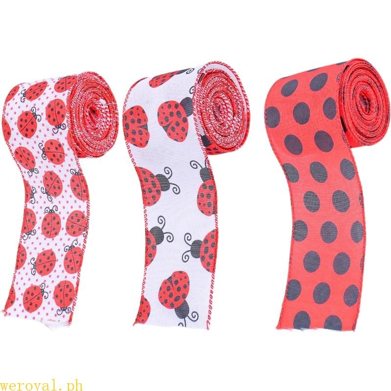 weroyal Wire Edged Ribbon Summer Decorative Ribbon Ladybug Ribbon ...