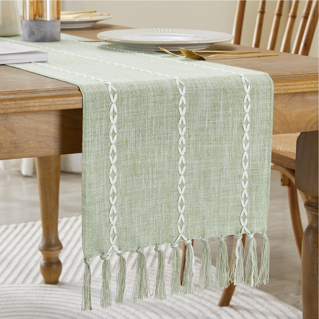 Rustic Linen Table Runner Farmhouse Style Table Runners Embroidered ...