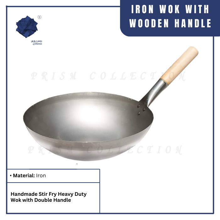 PRISM COLLECTION Iron Wok Wooden Handle Kawali Shopee Philippines