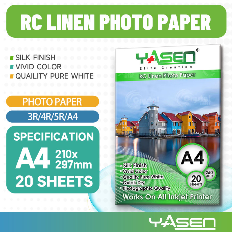 Yasen A4 5R 4R 3R RC Linen Paper 260gsm - Premium Woven Photo Sheets ...