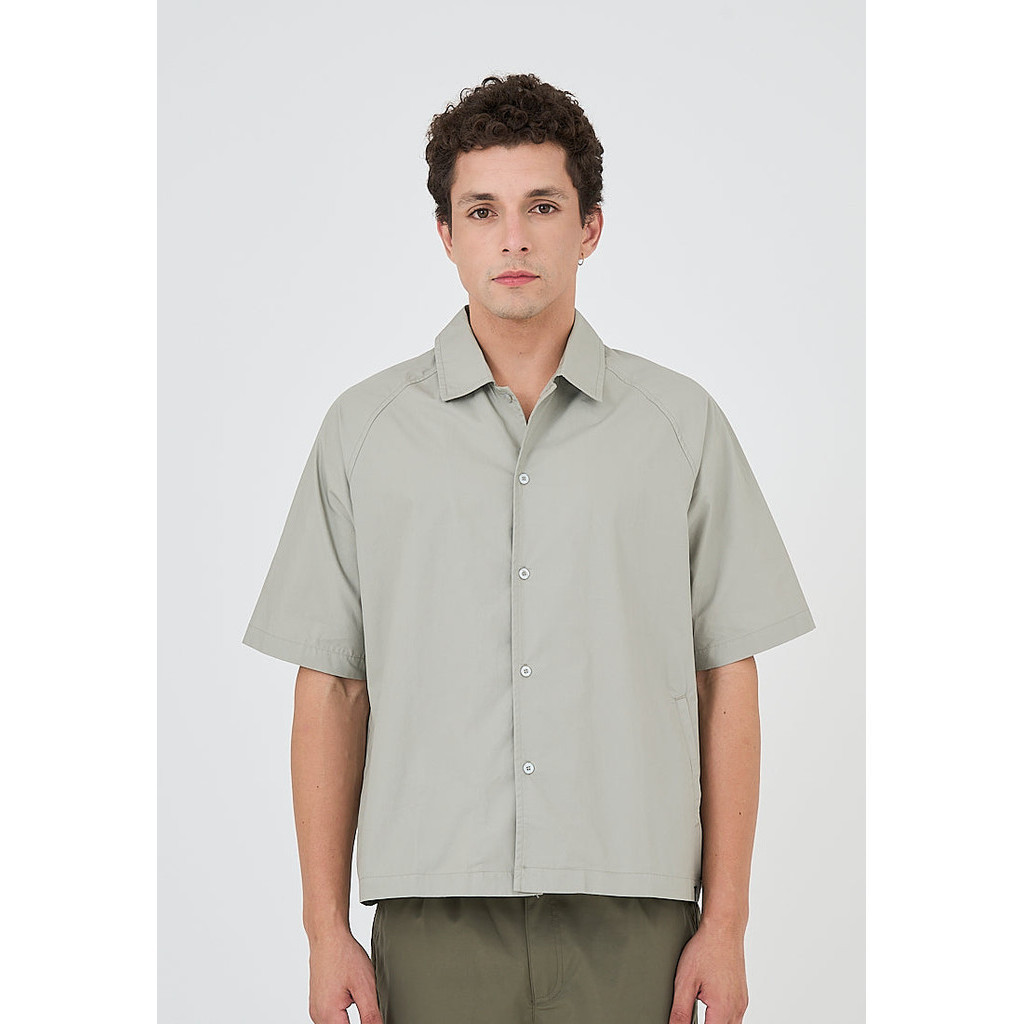 Mossimo Isaiah Light Gray Relaxed Fit Woven Short Sleeves Top Shopee