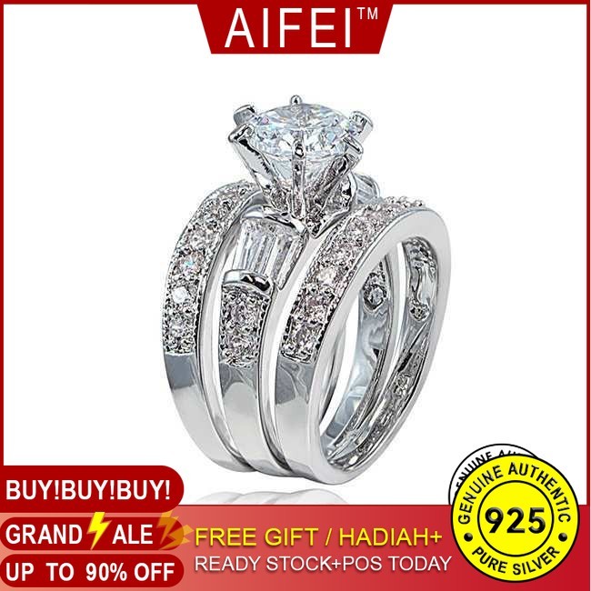 New Creative Rectangular Zircon Three Sets of Rings European And ...