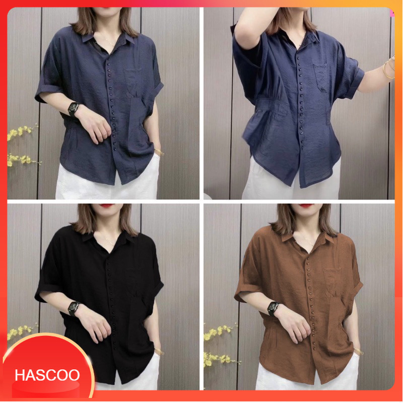 HASCOO ASMCR1 Loose Multi-Button Falling Wing Shirt for Work and Play ...