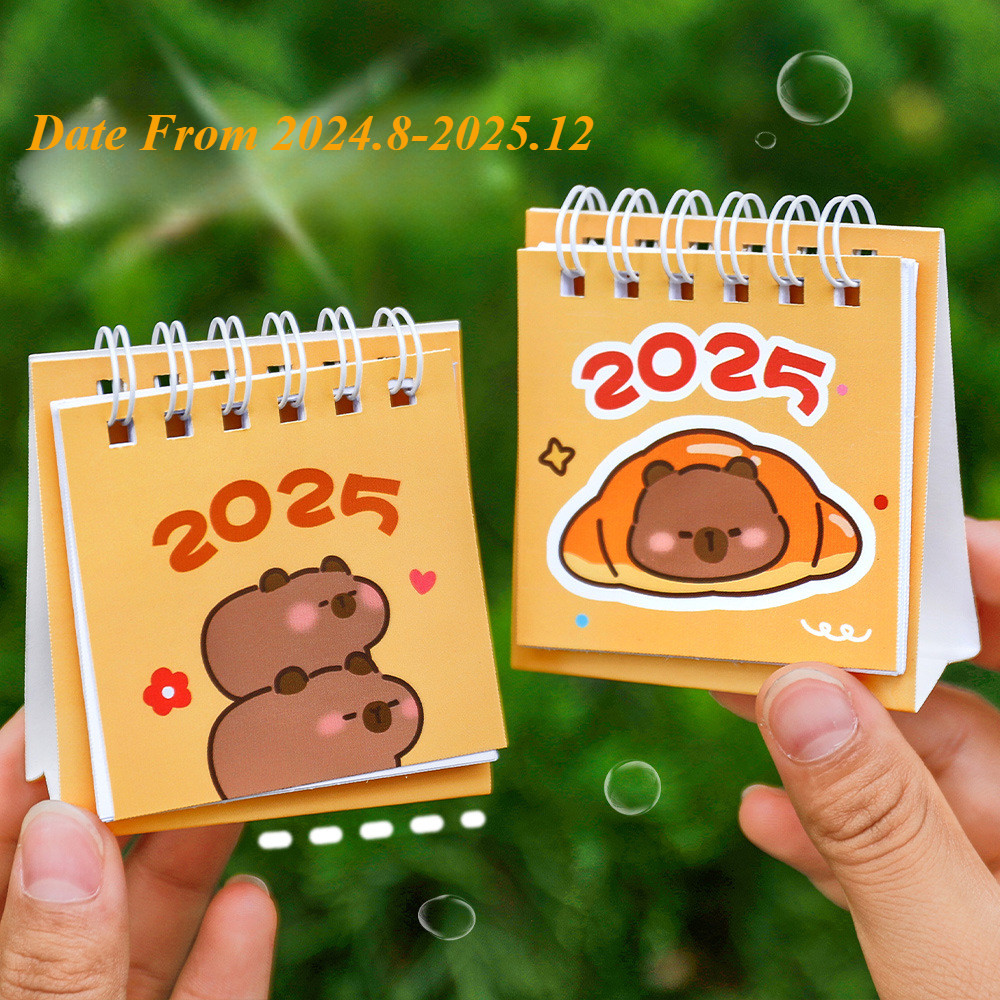 Mini Capybara 2025 Desk Calendar Cute Daily Weekly Memo Pad Home Office