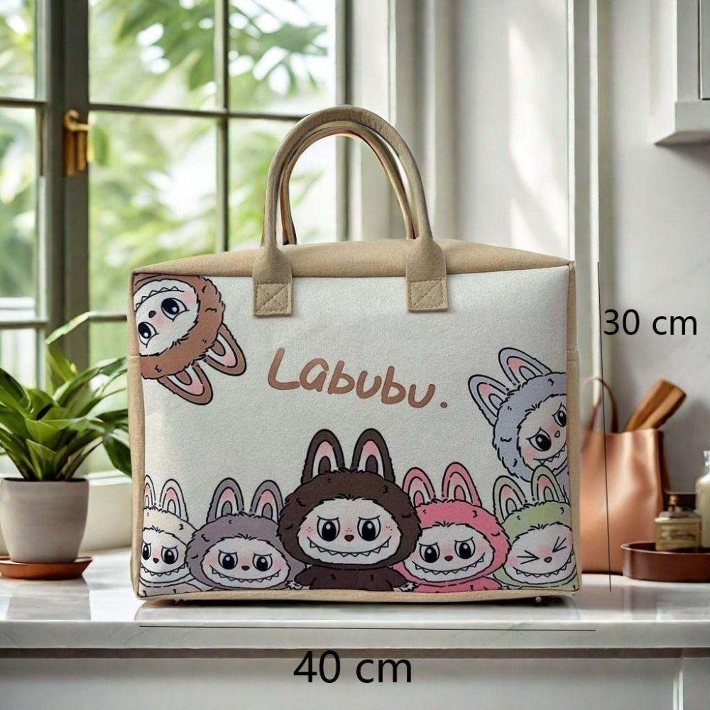 HUAYUEJI Labubu Felt Travel Bag, Portable Large Capacity Tote Bag ...