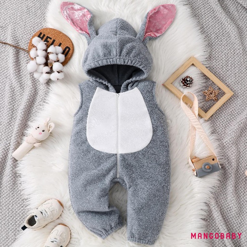 MG-Toddler Rabbit Costume Sleeveless Zipper Ear Hooded Jumpsuit Bunny ...