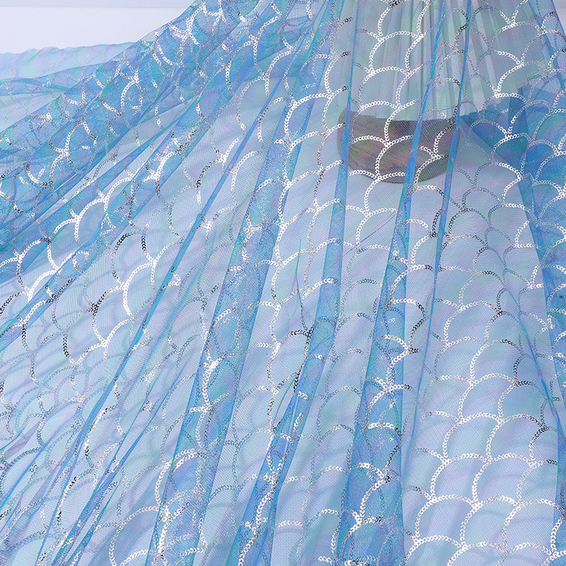 100 * 145cm Hot Sale Gilding Fish Scale Digital Printing Mesh Colorful ...