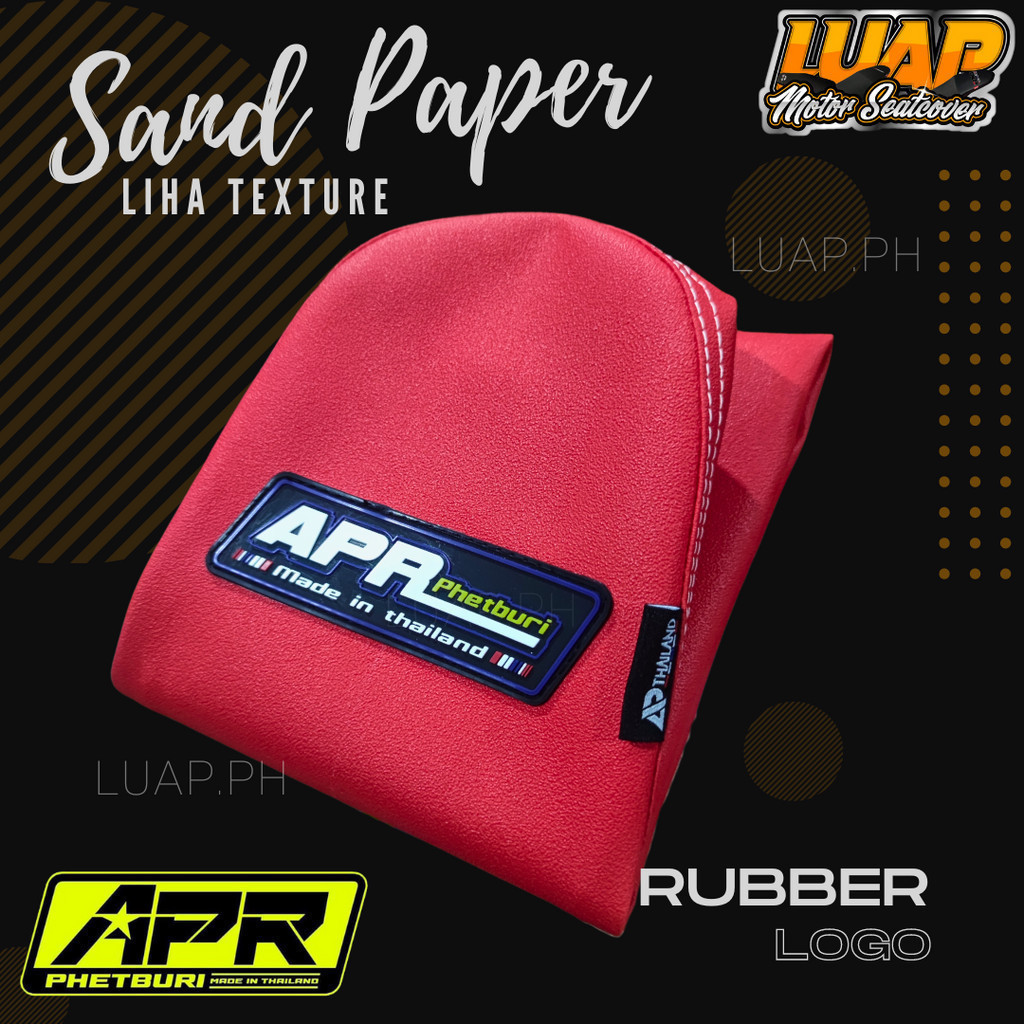 Red Liha APR Thailand Sandpaper May Tahe Motor Seat Cover Rubber Logo