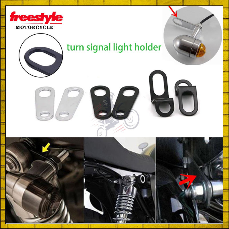 Kit De 2 Supports Pour Clignotants Moto - Pince Fourche Universelle 52-60 Mm - Diamètre Trou 10 Mm - Noir