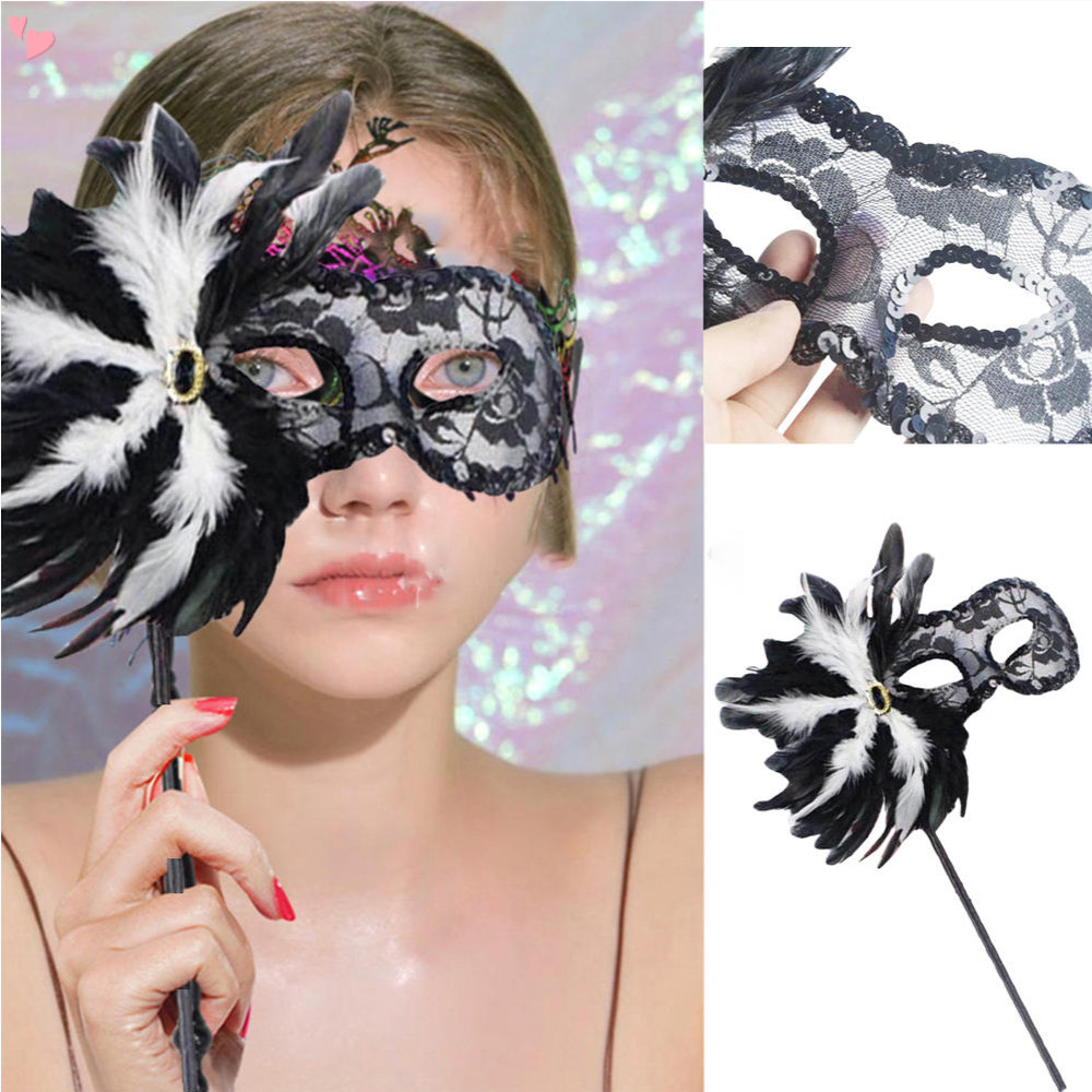 Handmade Venice With Stick Mask Female Gold Onion Fabric Gauze Flower ...