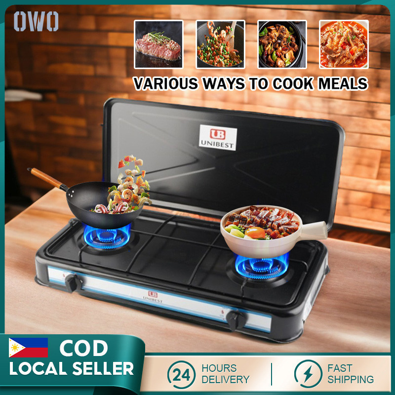 Double Burner Gas Stove Heavy Duty Stove Kitchen Appliance With Cover 2