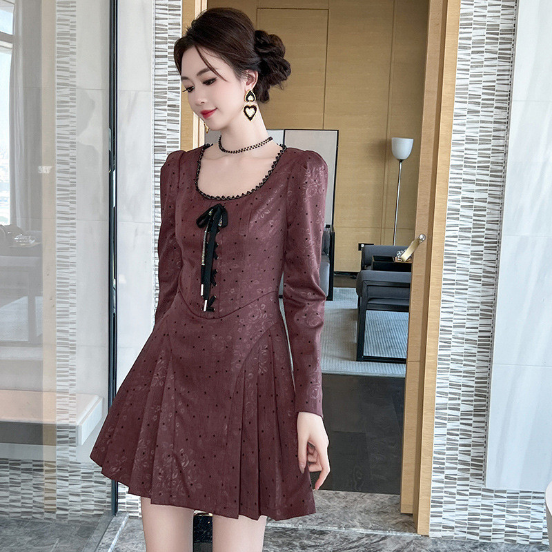 20259a short skirt autumn and winter women's retro pleated dress 21497 ...