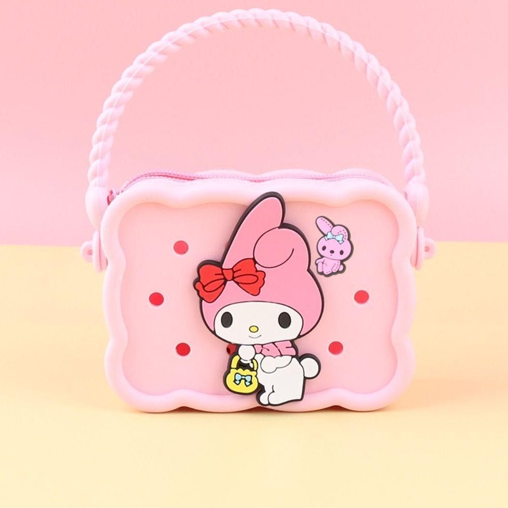 YNATURAL Small Handbag Silicone Sanrio Diy Hello Kitty Coin Purse Cute Cartoon Holes Bag Girls