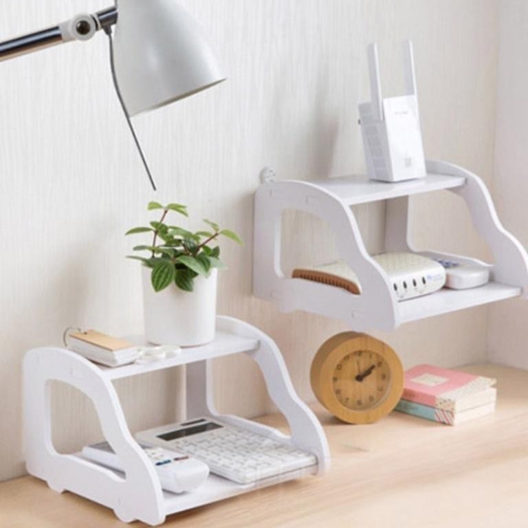 WiFi Modem Holder 2 Layer Organizer Holder Shelf Wood Storage | Shopee ...