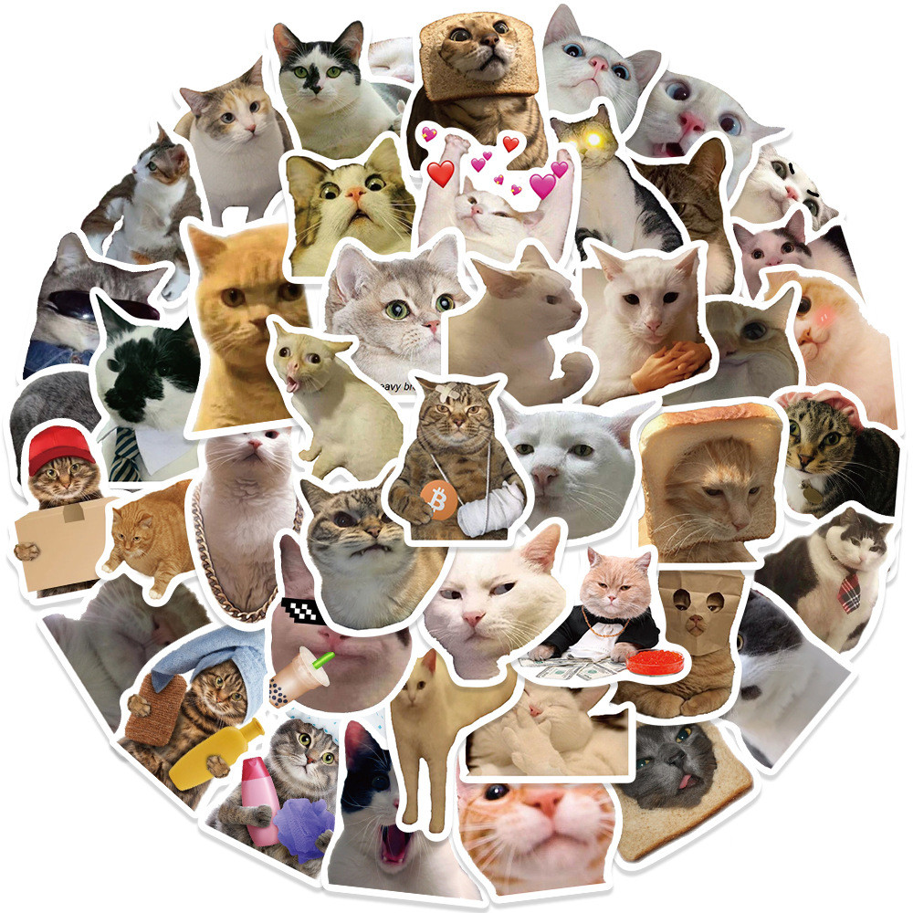 Y&P| Cat Meme Emoji Stickers Set Cartoon Graffiti Waterproof Decals ...